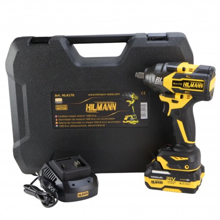 Pistol de insurubat cu impact HILMANN  1000 Nm cu acumulator