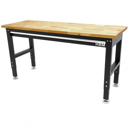 Banc de lucru cu blat din lemn masiv, reglabil pe inaltime 152 cm