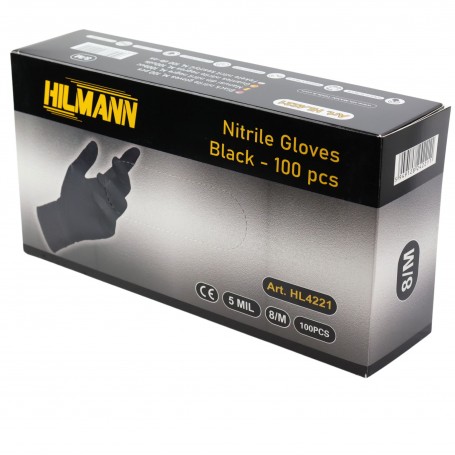 Manusi din nitril negre M set 100buc, HILMANN